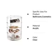 Boîte à Bijoux Ronde Transparente Rotative Multicouche