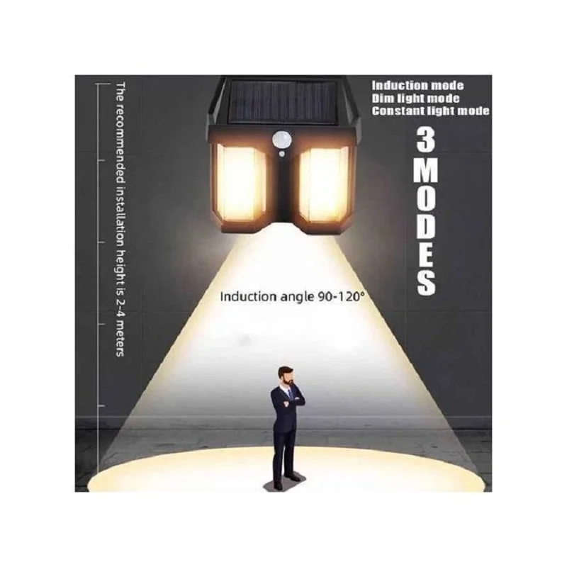 Applique Murale Solaire à 2 Lampes avec Détecteur de Mouvement