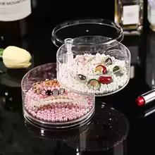 Boîte à Bijoux Ronde Transparente Rotative Multicouche