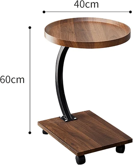 Table de Chevet Moderne en Bois et Acier Inoxydable