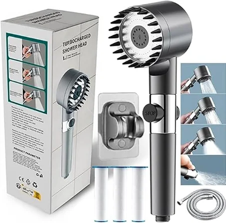 Pommeau de Douche Haute Pression Filtré avec Douchette 3 Modes