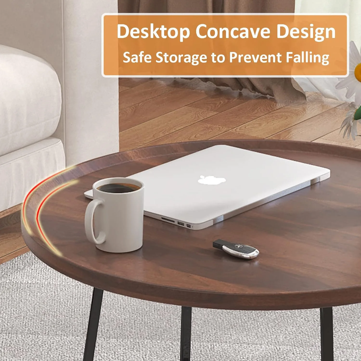 Ensemble de 2 Tables Basses Rondes Style Rustique