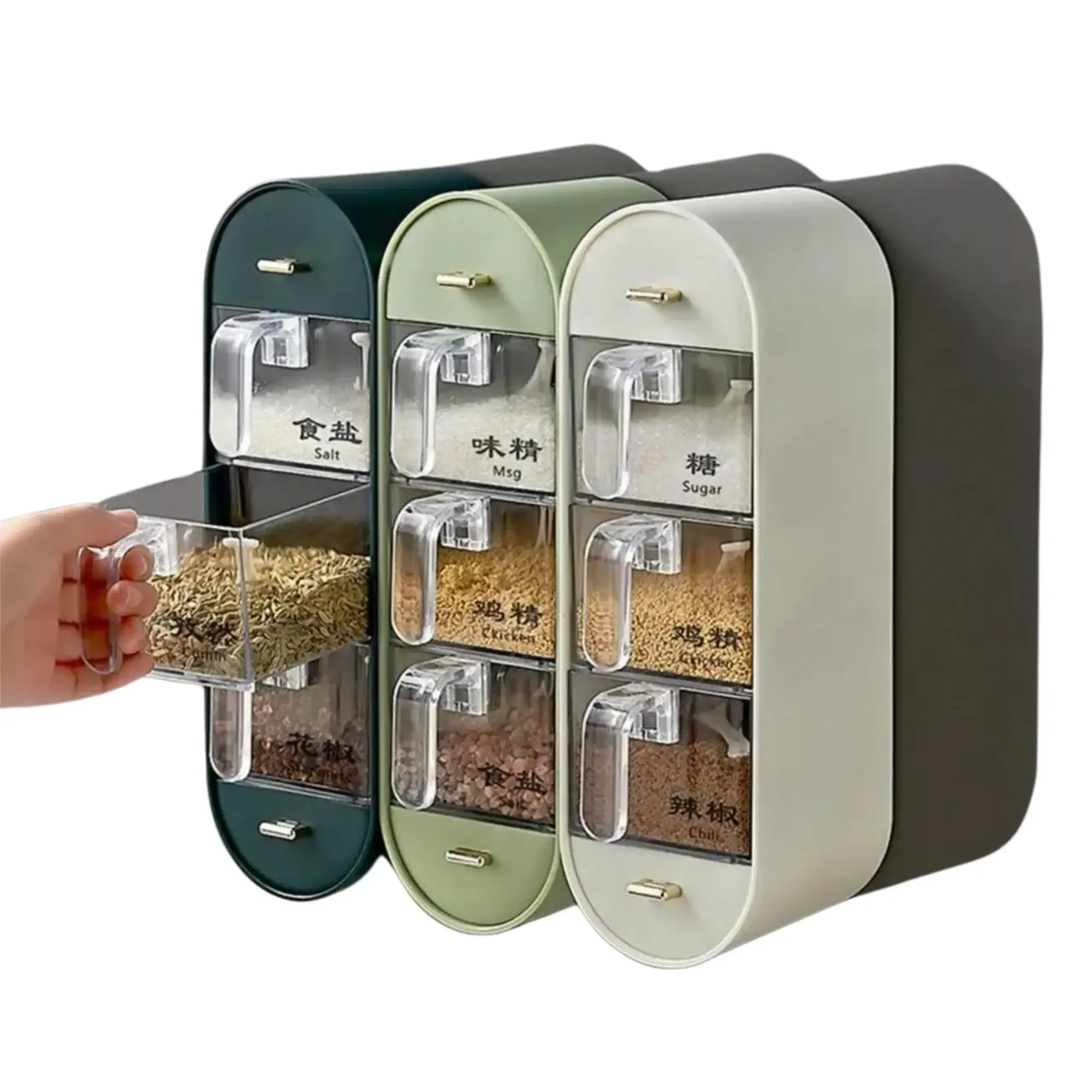 Boîte à Épices Murale Transparente avec Tiroirs