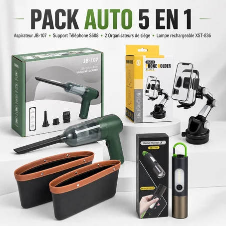 Pack Auto 5 en 1 – Nettoyage, Organisation & Sécurité