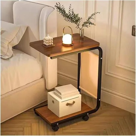 Table d’Appoint Mobile C-Shape avec Rangement