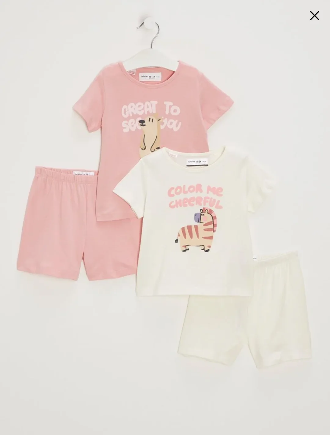 2 Pyjamas Rose et Blanc - Fille