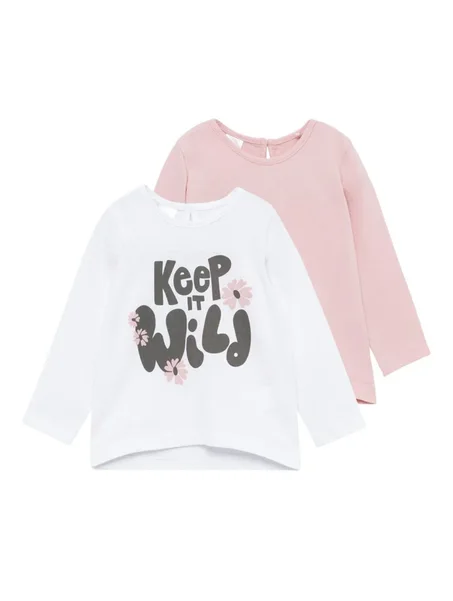 2 t-shirts Blanc et Rose - Fille
