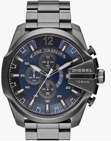 ساعة يد انالوج كرونوجراف ميجا تشيف للرجال من ديزل، بمينا أسود