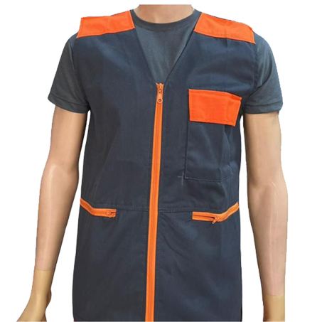 GILET 03 POCHES GRIS-ORANGE