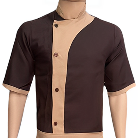 CHEMISE DE CUISINE POLYSTER MARRON