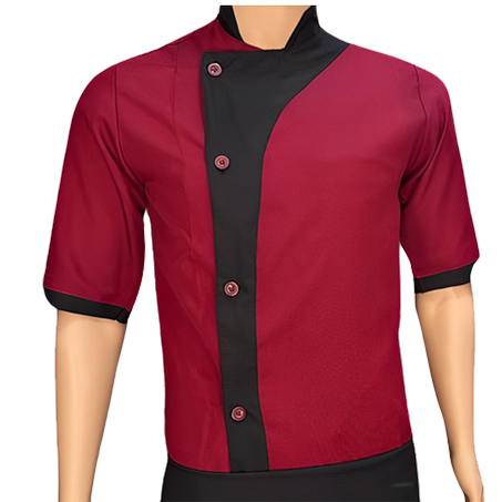 CHEMISE DE CUISINE POLYSTER GRENAT