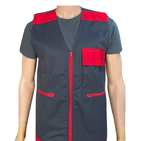 GILET 03 POCHES BLEU-ROUGE