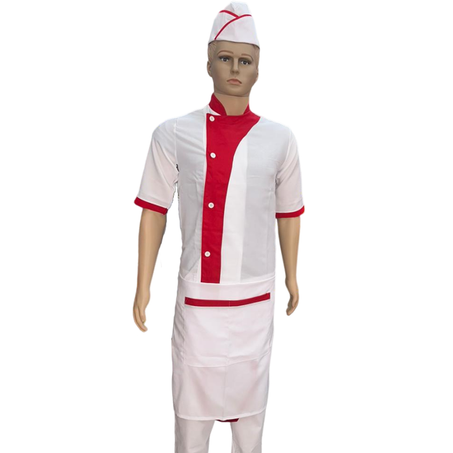 ENSEMBLE DE CUISINE BLANC GARNITURE ROUGE