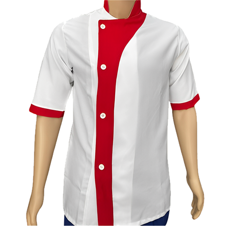 CHEMISE POLYSTER BLANC-ROUGE