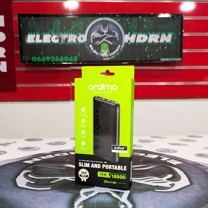 oraimo Power Bank 10000mAh 12w Toast 10 Flash
