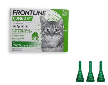 فرونت لاين كومبو للقطط (Frontline Combo Cats) - أمبولات الحماية الثنائية ضد البراغيث، والقراد، وبيض الحشرات