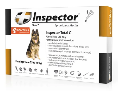 أنسبيكتور توتال سي™ (Inspector Total C) - حماية شاملة ضد الحشرات والديدان للكلاب الكبيرة (25-40 كجم)
