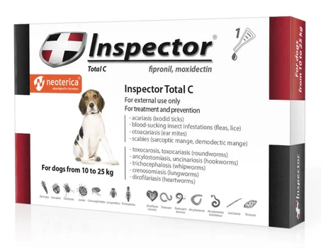 أنسبيكتور توتال سي™ (Inspector Total C) - حماية شاملة ضد الحشرات والديدان للكلاب المتوسطة (10-25 كجم)