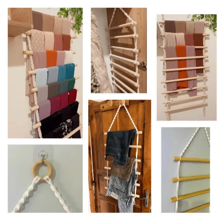 سلم خشبي، حامل للملابس، خمارات، مناشف