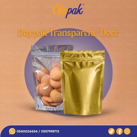 Sac Doypack Couleur Transparent/Doré'100قطعة'