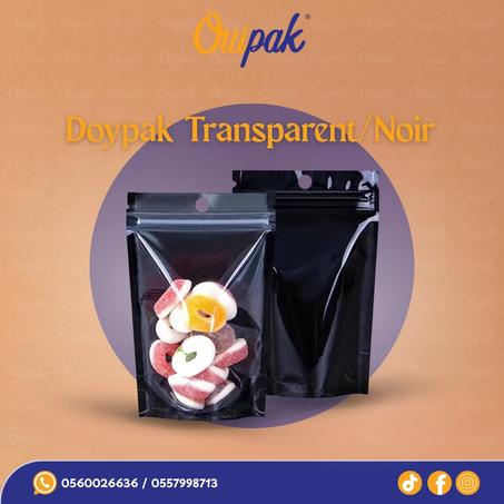 Sac Doypack Couleur Transparent/Noir'100قطعة'