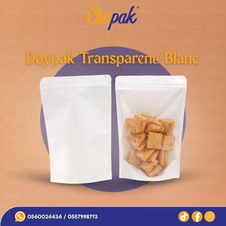 Sac Doypack Couleur Transparent/Blanc'100قطعة'