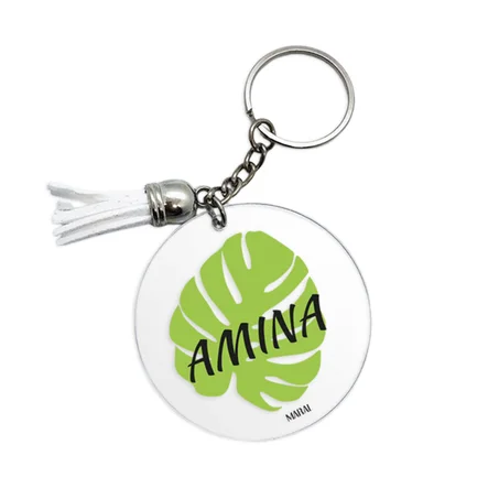Monstera Stencil Key Ring