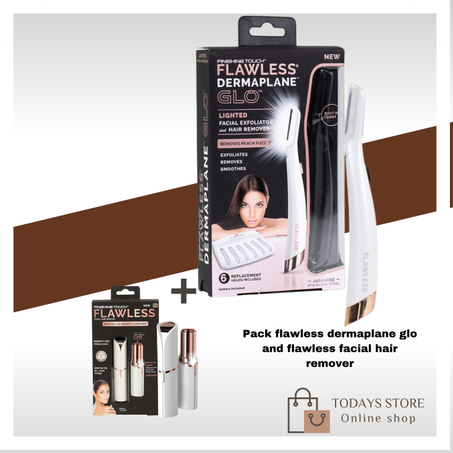 PackFlawless dermaplane Glo + flawless facial hair remover