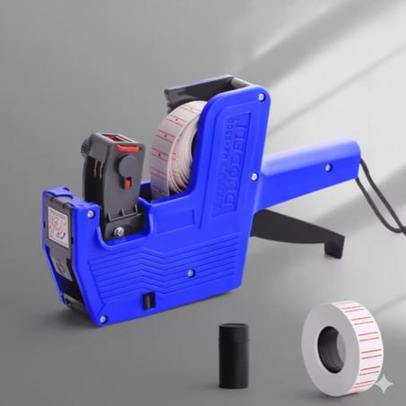 مسدس تسعير رقمي محمول باليد للبيع بالتجزئة: مسدس ملصقات الأسعار  + ملصق لفة واحدة + حبر واحد