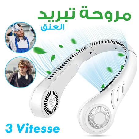 Ventilateur de cou portable 3 vitesses rechargeable USB