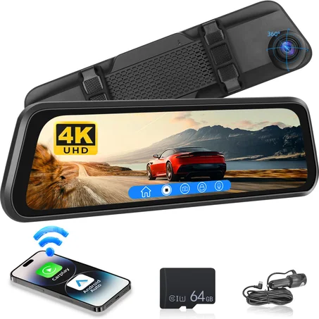 DVR voiture 4K rétroviseur intelligent