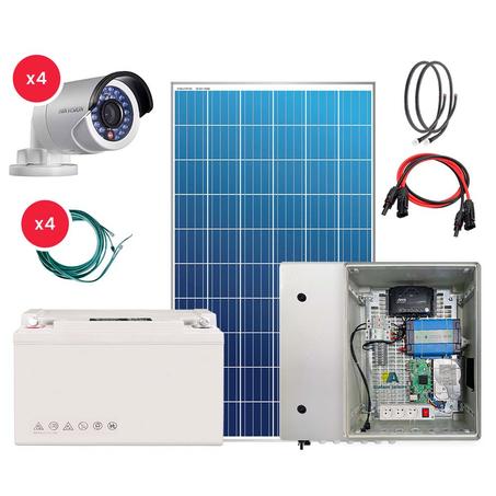 kit vidéosurveillance solaires 4 Caméras 1.080P/ 285Wc/ 1.800Wh Stockés/ 24H sur 24H/ 7J sur 7J