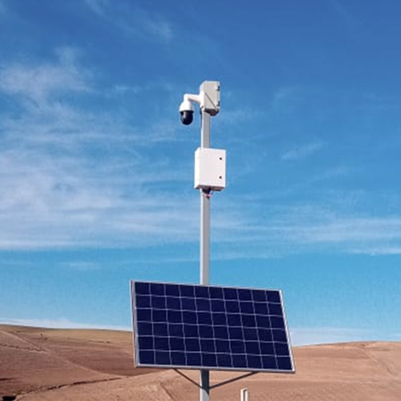 kit Poteau 6mètres vidéosurveillance solaires 1caméra PTZ motorisée pilotable à distance 24H sur 24H/ 7J sur 7J