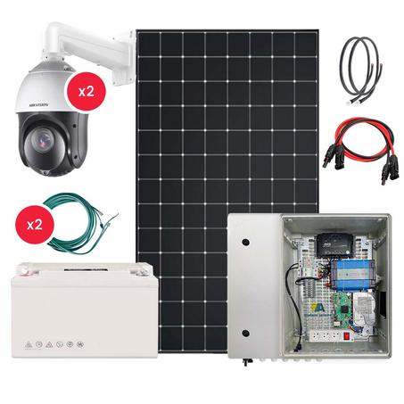 kit vidéosurveillance solaires 2caméras PTZ motorisée pilotable à distance 450Wc/ 3.000Wh Stockés/ 24H sur 24H/ 7J sur 7J