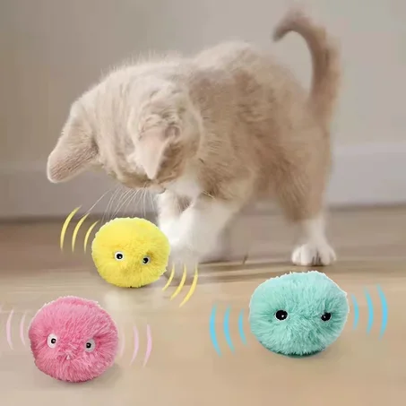 Interactive Plush Cat Toy Ball – Electric Catnip Squeak Toy