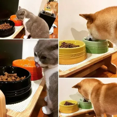 Large Elevated Ceramic Cat Bowl – Anti-Tip Design