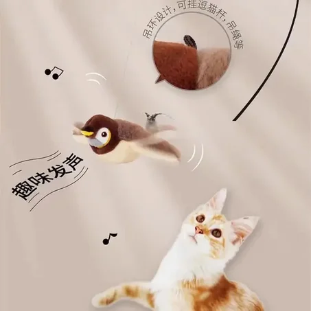 Interactive Rechargeable Cat Toy – Chirping & Clapping Flying Bird for Cats