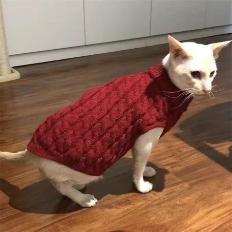 Knitted Cat Sweater – Warm Pullover for Small Pets