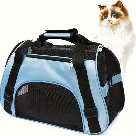 Portable Pet Carrier Bag – Breathable Mesh Travel Bag for Cats