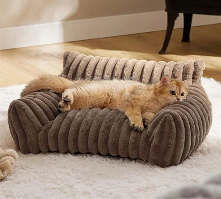 Warm Plush Cat Bed Sofa – Removable & Washable Nest for Cats