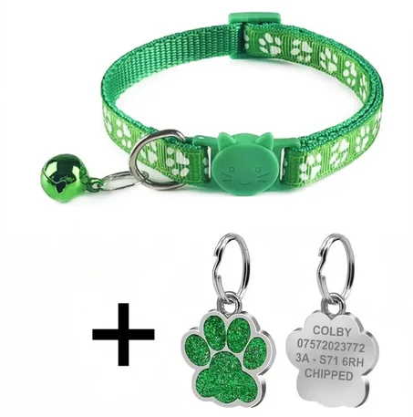 Personalized Breakaway Cat Collar – Engraved ID Adjustable Nylon for Kittens