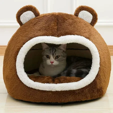 Long Plush Cat Cave – Soft & Cozy Tent Bed for Cats