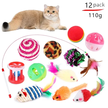 20-Piece Cat Toy Set – Sisal Mouse, Bell Ball & Stick Toys