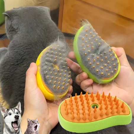 3-in-1 Electric Steam Cat Grooming Brush – Shedding & Massage Comb