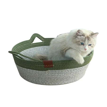Cat-Ear Woven Cotton Pet Bed – Four Seasons Cat Nest