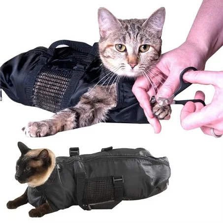 Mesh Cat Grooming & Bathing Bag – Anti-Scratch Restraint for Nail Trimming