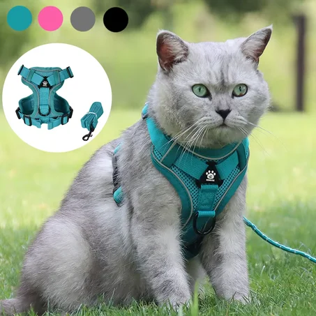 Breathable Reflective Cat Harness & Leash – Adjustable Pet Vest for Small & Medium Cats, Kittens