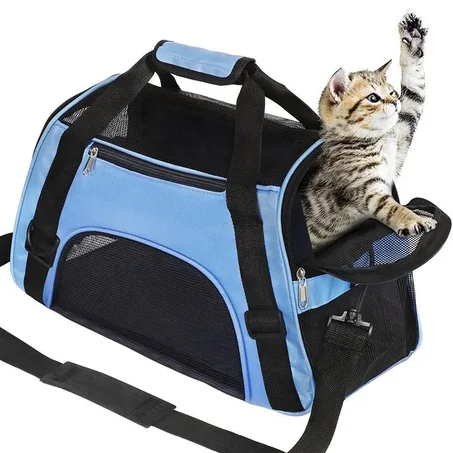 Foldable Mesh Pet Carrier – Soft Travel Bag for Cats