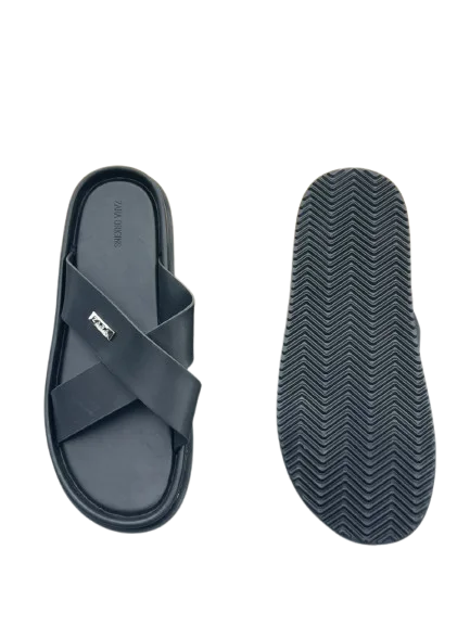Sandale à brides croisées — Noir (sangle croisée, finition mate)