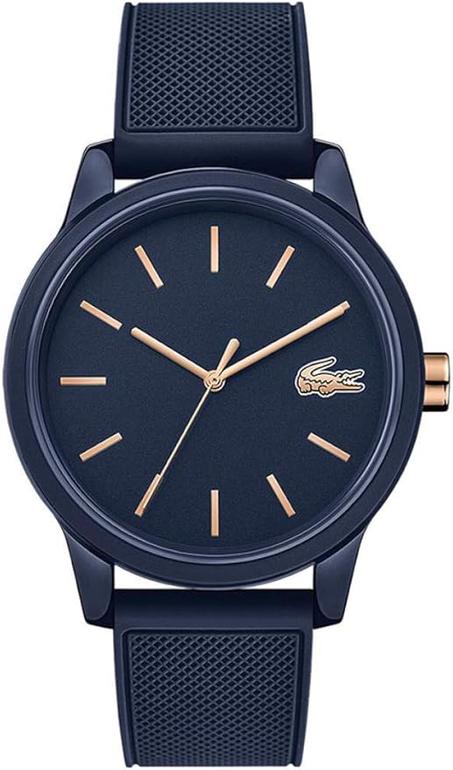 ساعة ال 12.12 رجالي من لاكوست بسوار مصنوع من السيليكون, أحمر، تناظري